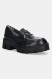 Fly London mocasini de piele BOIL161FLY culoarea negru, cu toc plat, P211161001
