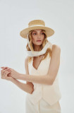 LE SH KA headwear palarie White Canotier culoarea bej