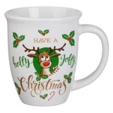 Cana Ceramică Ovală de Crăciun cu Motiv Ren, CMCLASS