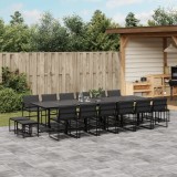 VidaXL Set mobilier de grădină, 17 piese, cu perne, negru, textilenă