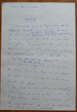 Manuscris olograf Geo Bogza , Barza , 3 pagini , 1980