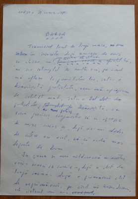 Manuscris olograf Geo Bogza, Barza, 3 pagini, 1980 foto