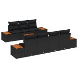 vidaXL Set de canapele pentru grădină cu pernă 8 pcs Negru Rattan poli 3348039