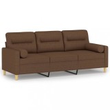 Canapea cu 3 locuri cu pernute, maro, 180 cm, textil