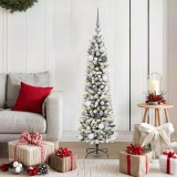 vidaXL Brad de Crăciun with Decorative String Lights Alb 150 cm PVC