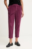 United Colors of Benetton pantaloni de catifea cord culoarea violet, drept, high waist, 4HA2556K4