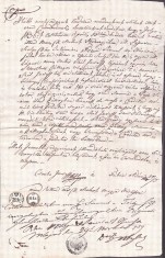 A3726N Act privitor la un &icirc;mprumut de florini renani, 1836, T&acirc;rgu Lăpuș, limba maghiară, h&acirc;rtie cu filigran Borgo, timbru fiscal de 6 si 35 creițari