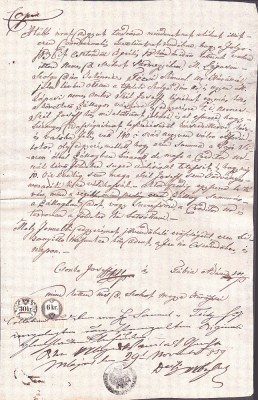 A3726N Act privitor la un &amp;icirc;mprumut de florini renani, 1836, T&amp;acirc;rgu Lăpuș, limba maghiară, h&amp;acirc;rtie cu filigran Borgo, timbru fiscal de 6 si 35 creițari foto
