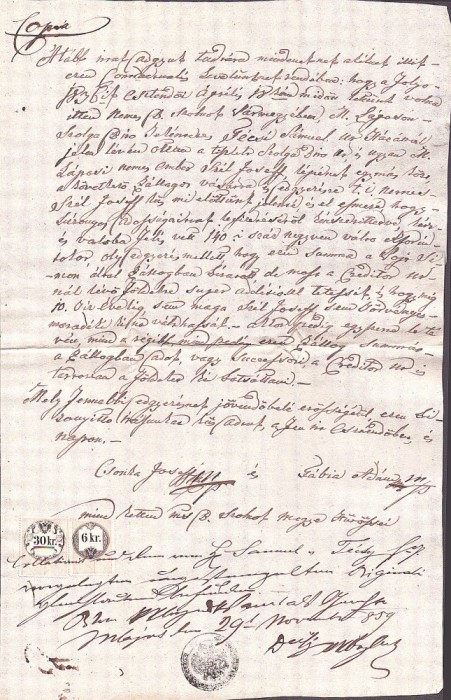 A3726N Act privitor la un &icirc;mprumut de florini renani, 1836, T&acirc;rgu Lăpuș, limba maghiară, h&acirc;rtie cu filigran Borgo, timbru fiscal de 6 si 35 creițari