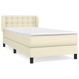 Cumpara ieftin Pat box spring cu saltea, crem, 90x190 cm, piele ecologica