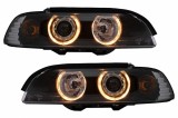 Faruri Angel Eyes negre pentru BMW Seria 5 E39 1995-2000, set stanga-dreapta