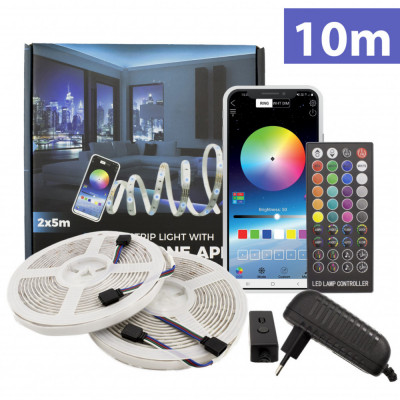 Set Banda LED RGB SunShine SMART - 10m, Control Bluetooth, IP65, Iluminare Ambientală Versatilă foto