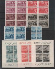 1947 Romania, LP 217-1 Mai Ziua Muncii(blocuri de 4)-MNH foto