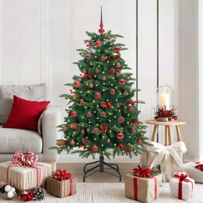 vidaXL Brad de Crăciun artificial Verde 150 cm PVC și metal și plastic 3395541 foto