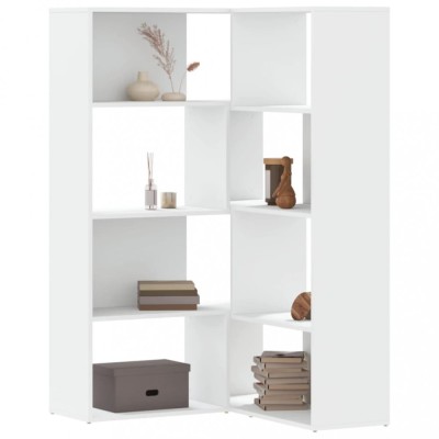 Bibliotecă 4 niveluri, alb, 85x85x140 cm, lemn prelucrat foto