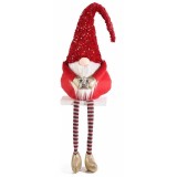 Figurina Mos Craciun textil multicolor cu led 19x18x88cm