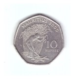Moneda Mauritius 10 rupees 2000, stare buna, curata