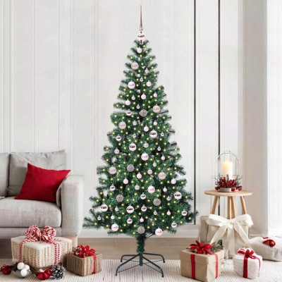 vidaXL Pom de Crăciun artificial pre-iluminat cu 300 LED Verde 210 cm 3396777 foto