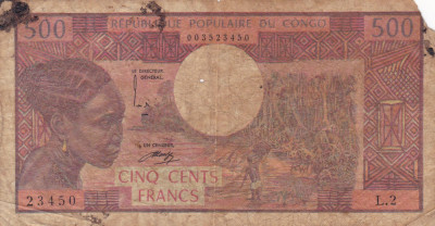 Congo 500 FRANCS Franci ND (1974) UZATA foto