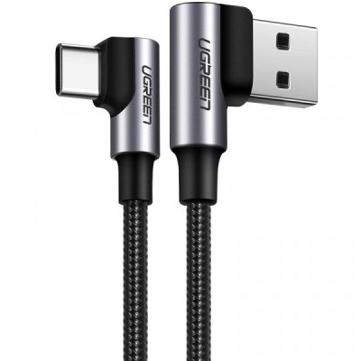 Cablu Date si Incarcare USB-A - USB-C UGREEN US255 Angled, 60W, 1m, Gri foto