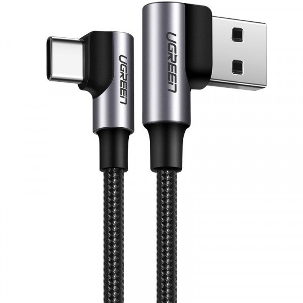 Cablu Date si Incarcare USB-A - USB-C UGREEN US255 Angled, 60W, 1m, Gri