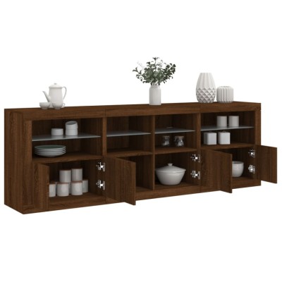 vidaXL Dulap cu lumini LED, stejar maro, 202x37x67 cm foto