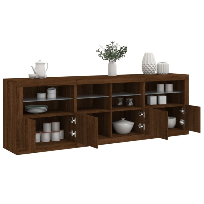 vidaXL Dulap cu lumini LED, stejar maro, 202x37x67 cm