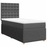 Cumpara ieftin Pat box spring cu saltea, gri inchis, 80x200 cm, textil