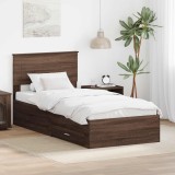 Cumpara ieftin Cadru de pat cu sertar Stejar marron si argintiu 75 x 190 cm