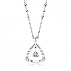 Colier din argint 925 - diamante, triunghiuri cu umerii rotunjiți, mărgele