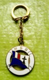 H476-I-Medalie marina veche colectie HSB breloc-Organizatia Salvare Maritima Bretania Franta-Hermiona-Colac salvare-Steag-fondata 1873. Stare buna.