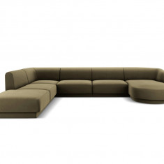 Coltar panoramic stanga 6 locuri, Miley, Micadoni Home, BL, 327x245x74 cm, catifea, verde