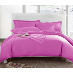 Lenjerie de pat pentru o persoana cu husa de perna dreptunghiulara, Levi, bumbac ranforce, gramaj tesatura 120 g/mp, roz