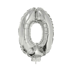 Balon cifra folie argintie, inaltime 41 cm, metalizat
