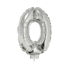 Balon cifra folie argintie, inaltime 41 cm, metalizat - Model 8