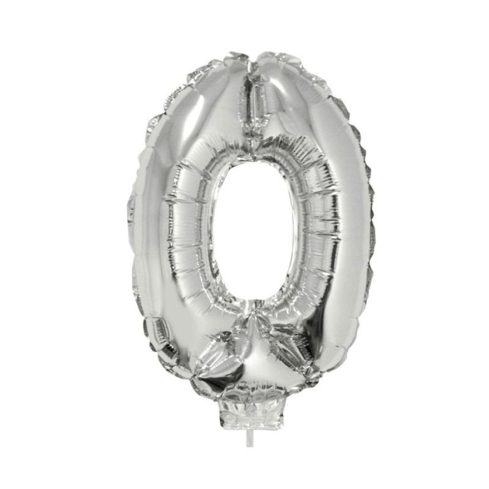 Balon cifra folie argintie, inaltime 41 cm, metalizat - Model 2