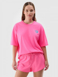 Tricou oversize cu imprimeu pentru femei - fucsia, 4F Sportswear