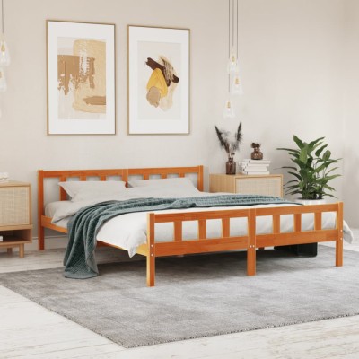 vidaXL Cadru pat fără saltea, maro ceruit, 160x200 cm, lemn masiv pin 844399 foto