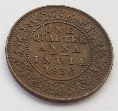 347. Moneda India 1 quarter anna 1936 foto