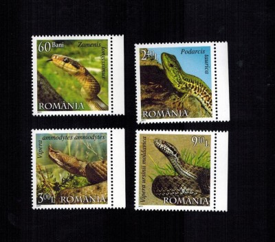 Romania 2011 Fauna Reptile MNH colt de coala serie completa LP 1887 foto
