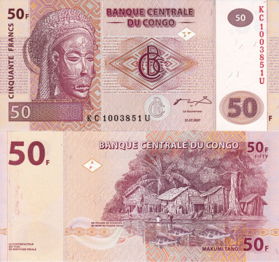 CONGO 50 francs 2007 UNC!!! foto