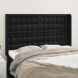 VidaXL Tăblie de pat cu aripioare, negru, 147x16x118/128 cm, piele eco