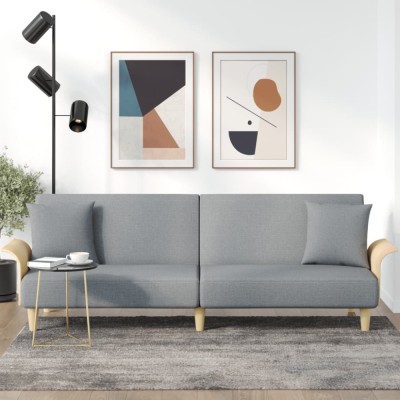 Gossi canapea extensibila cu cotiere, gri deschis, textil foto