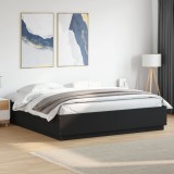 VidaXL Cadru de pat cu lumini LED, negru, 180x200 cm, lemn prelucrat