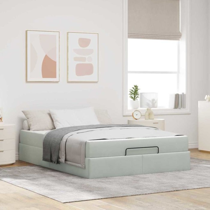vidaXL Cadru de pat Gri deschis 160 x 200 cm Catifea 3399570
