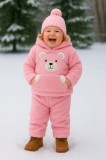 Cumpara ieftin Set pufos hanorac si pantaloni Welsoft - Pink (Marime Disponibila: 18-24 luni)