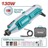 Mini polizor electric TOTAL 130W cu 109 accesorii si ax flexibil