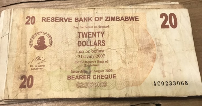 (ORIX) Zinbabwe 20 dolar dollars 2007