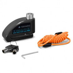 Incuietoare de disc pentru motociclete Navaris cu alarma 110 dB, Blocare antifurt, 54573.02 foto