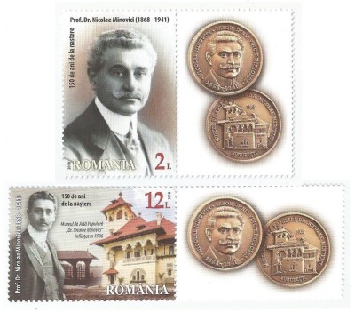 Romania, LP 2217a/2018, Nicolae Minovici, 150 ani de la nastere, cu vinieta MNH foto